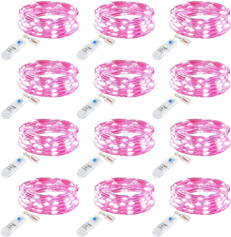 Minetom 6 Pack Fairy Lights Battery Operated String Lights with Timer - 7ft 20 LED Waterproof Silver Wire Firefly Lights Waterproof for DIY Crafts Wedding Décor Table Centerpieces Mason Jars Party