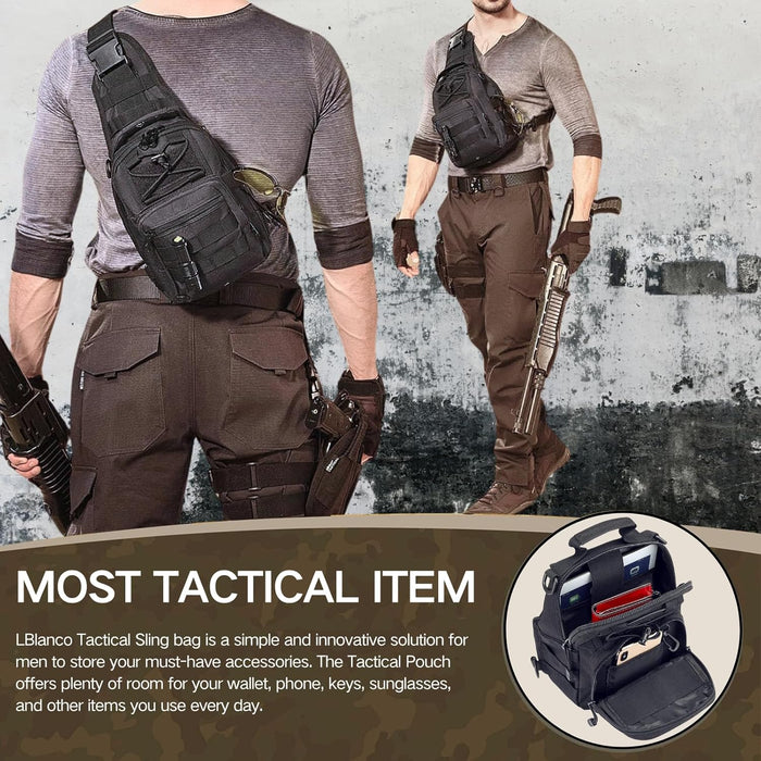 Tactical Shoulder Sling Bag Small Outdoor Chest Pack Backpack for Men Traveling, Trekking, Camping, Sling Backpack
