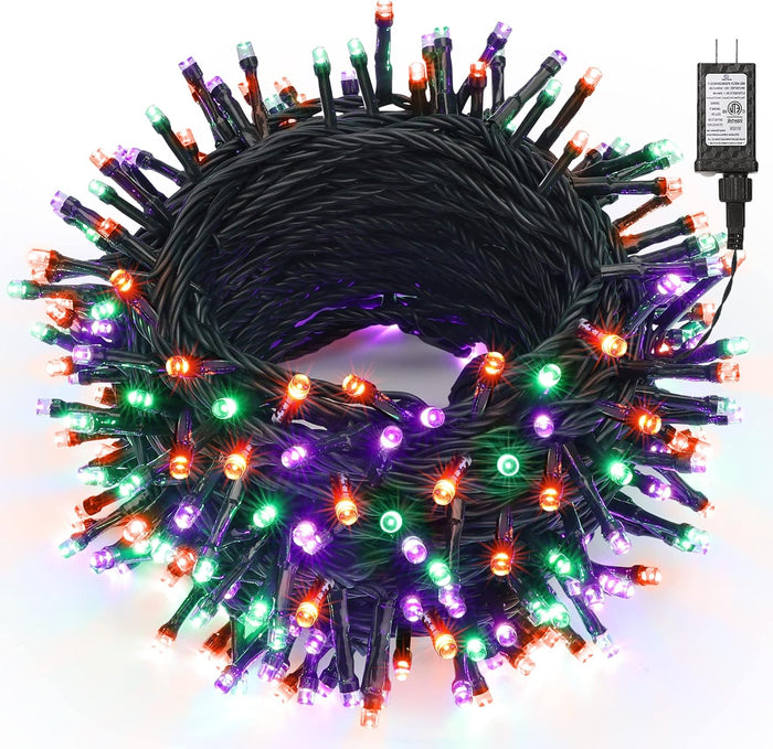 Brizled Purple & Orange Halloween Lights, 95.14ft 240 LED Halloween String Lights Connectable with Timer, 8 Modes Outdoor Orange Light, Plugin Mini Light Waterproof for Outside Spooky Decoration