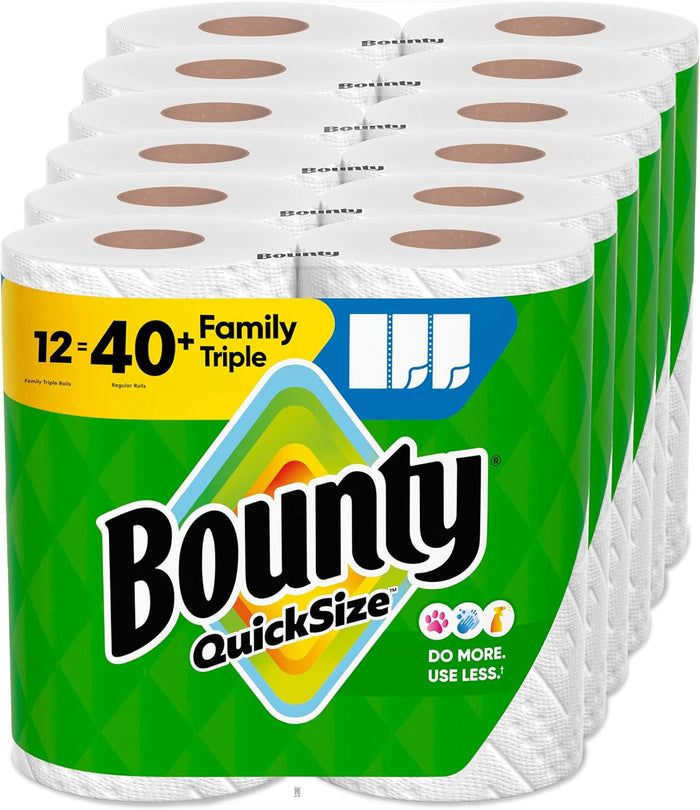 Bounty Quick Size Paper Towels, White, 8 Family Rolls = 20 Regular Rolls