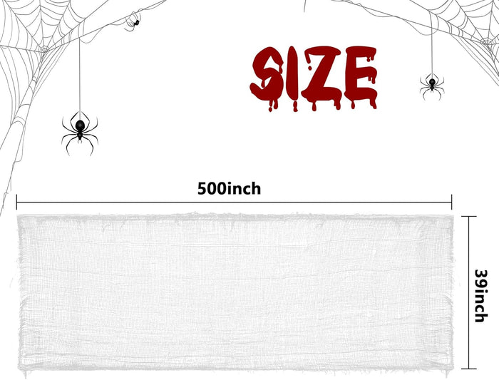 Watayo 500 x 39 Inch Large Size Halloween Spooky Cloth, Halloween White Scary Creepy Cloth, Windows Doorways Cover Gauze for Halloweens Haunted House Party Decor