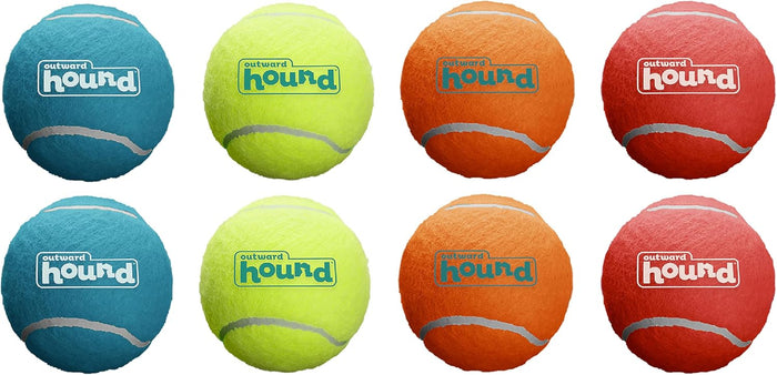 Outward Hound Squeaker Ballz 4-Pack Tennis Ball Dog Toys with Squeaker, Interactive Fetch Play for Pets Under 50 lbs, Training Balls for Indoor & Outdoor Exercise, Medium, 2.5-inch