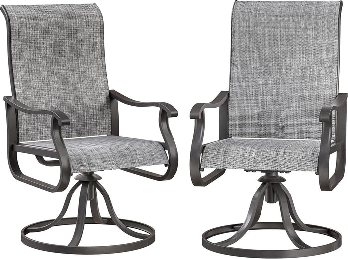 Patio Swivel Chairs Set of 2, Outdoor Dining Chairs with High Back, All-Weather Swivel Rocker Chair for Lawn, Porch or Garden (Brown)