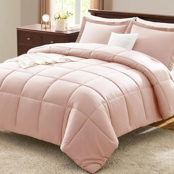 CozyLux King Size Comforter Set - Black Comforter King, 3 Pieces Box Stitched Bed Set for All Seasons, Soft Lightweight Bedding Sets with 1 Down Alternative Comforter and 2 Pillow Shams