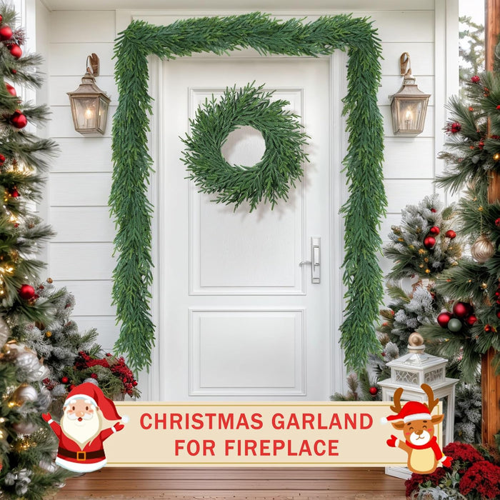 60 Inch Christmas Cedar Garland for Staircase Real Touch Droopy Bendable Lifelike Faux Xmas Garlands for Decoration Christmas Green Pine Mantle Garland Thanksgiving Table Decorations Outdoor Indoor