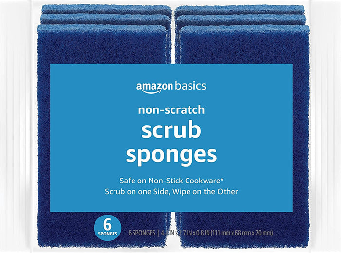 Amazon Basics Cleaning Sponges, Multipurpose, Heavy Duty Scrub Sponges, Yellow/Green, 6-Pack