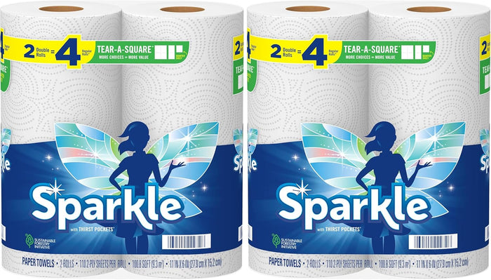 Sparkle Pick-A-Size Paper Towels, 6 Double Rolls = 12 Regular Rolls, Everyday Value Paper Towel With Full And Half Sheets