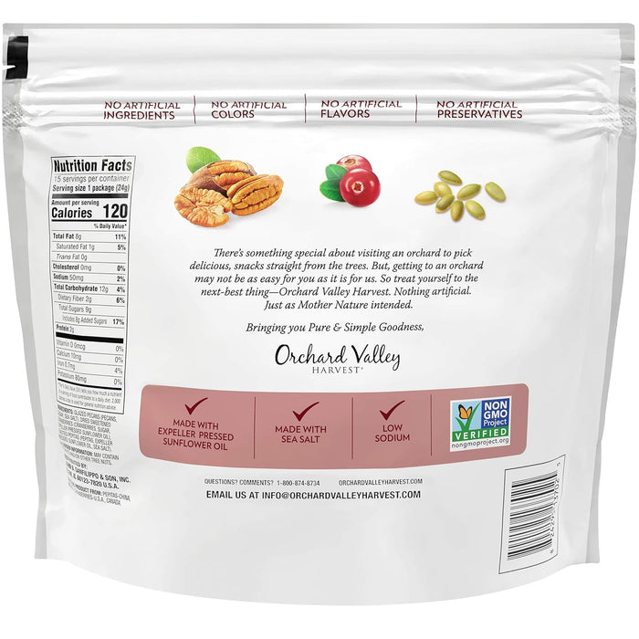 Orchard Valley Harvest Glazed Pecans Salad Toppers, 0.85 Ounce Bags (Pack of 15), with Cranberries and Pepitas, Non-GMO, No Artificial Ingredients, Healthy Snacks for Adults