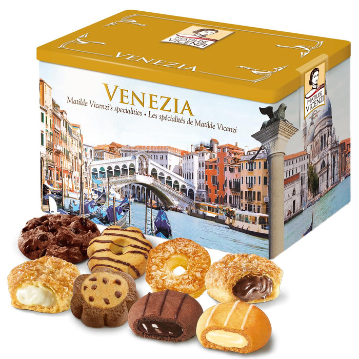 Matilde Vicenzi Verona Cookie Tin - Gourmet Italian Cookies Assortment in Individually Wrapped Trays - Pastries & Bakery Dessert for Christmas Gifts - Assorted Cookies in Italian Design Gift Tin 25.4oz (720g)