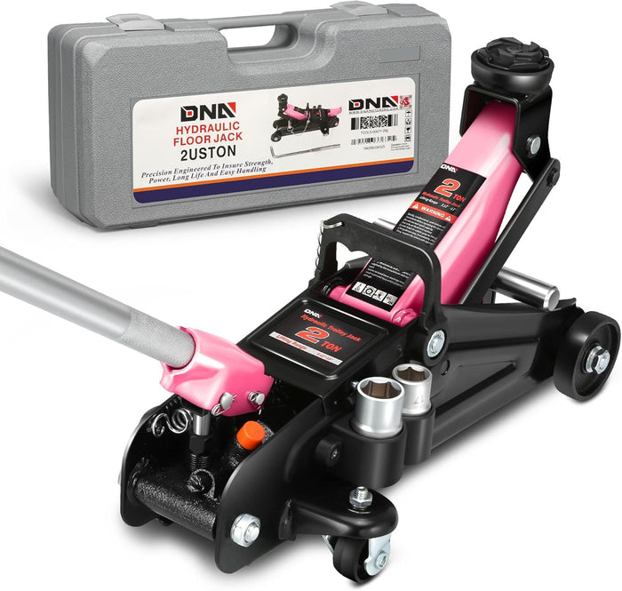 DNA Motoring TOOLS-00234 Low Profile Hydraulic Trolley Service/Floor Jack, 2 Ton (4000 lbs) Capacity, Lifting Range 5.1"-13", Black