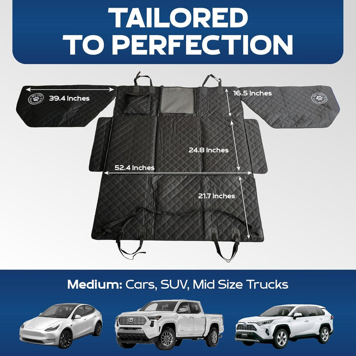 Ruff Liners Medium Back Seat Extender for Dogs – As Seen on Shark Tank – Hard Bottom Platform for Cars, SUVs & Mid-Size Trucks, 400lb Support, Waterproof – Rigid Back Seat Cover for Dogs