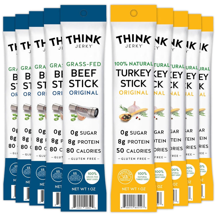 Think Jerky Original Beef Sticks, Gluten and Sugar Free, No Nitrates, Keto Paleo Friendly High Protein Low Carb Meat Snack - 0.5 oz Sticks, 20 Pack