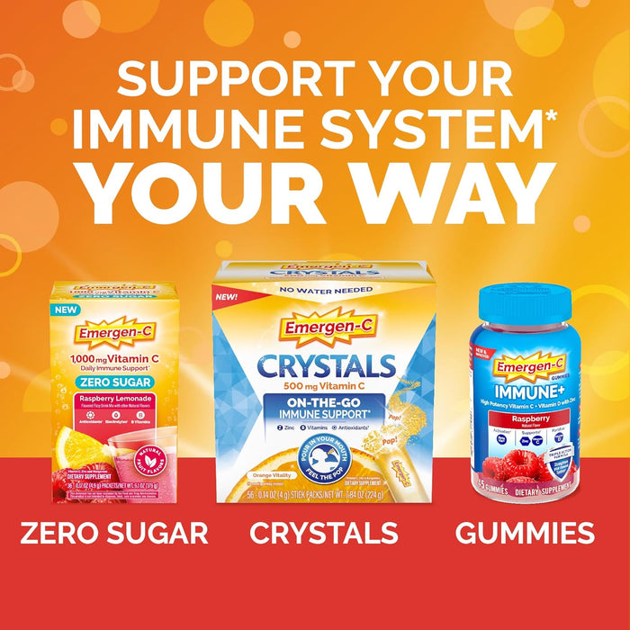 Emergen-C 750mg Vitamin C Gummies for Adults, Immune Support Gummies, Gluten Free, Strawberry, Lemon and Blueberry Flavors - 45 Count