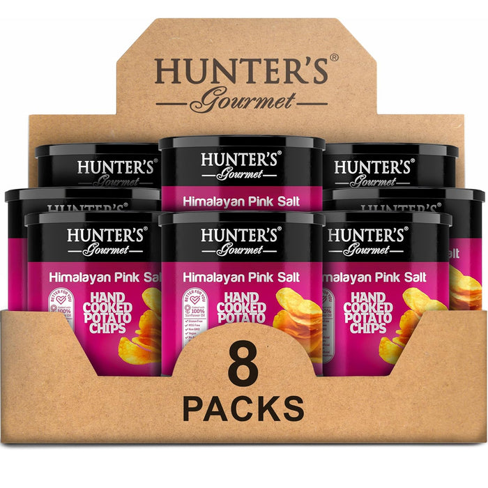 Hunter's Gourmet Hand-Cut Chips | Free from Preservatives & Artificial Colors | Cholesterol-Free | Himalayan Pink Salt Crisps | Great for Special Occasions | Non-GMO | Pack of 4 | 40g