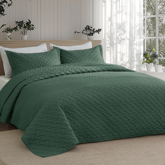 Bedsure Quilts King Size - Grey Bedspreads King Size with Basket Weave Pattern, Soft Quilt Bedding Set, Lightweight Comforter Set Coverlet for All Seasons with 2 Pillow Shams (106" x 96")