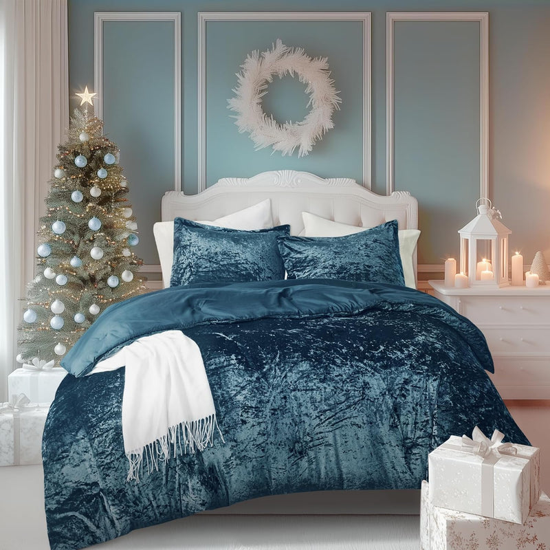 Comfort Spaces Juliette Luxe Comforter Set Velvet Lush with Soft Brushed Microfiber Reverse, All Season Cozy Velvet Bedding Sets, Fluffy Comforter Bed Set, Matching Sham, Blush King 3 Piece