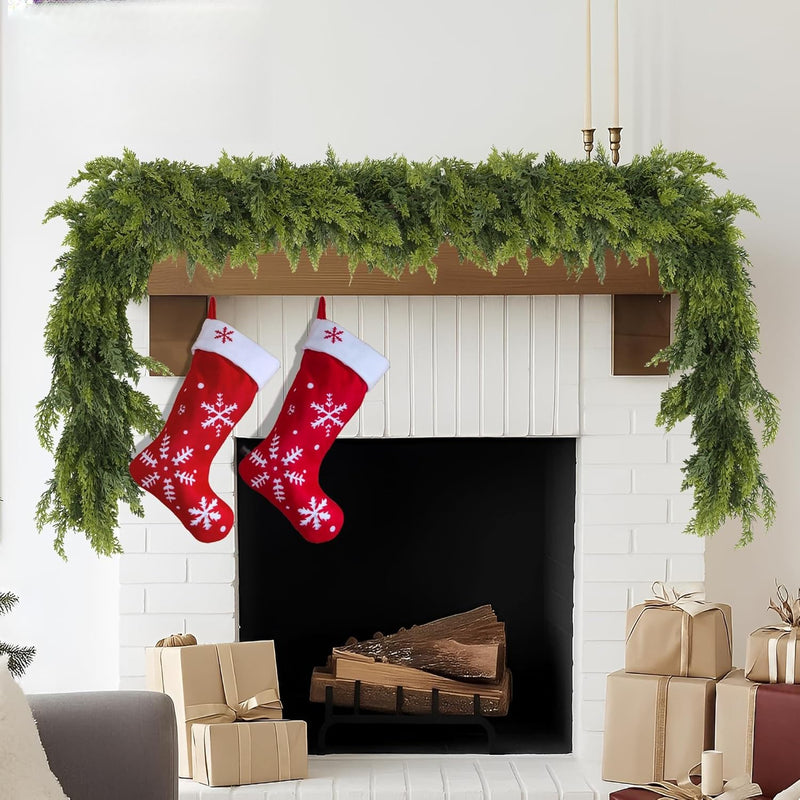 9FT Real Touch Norfolk Christmas Pine Garland Set of 2, Lifelike Artificial Bendable Greenery Garland for Front Door, Mantle, Staircase, Windowsill Indoor Outdoor Christmas Decorations