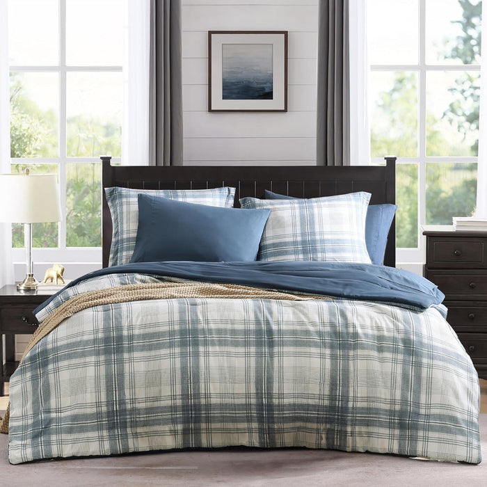 MaiRêve Queen Comforter Set, Plaid Design Comforter Set 7 Pieces, Comfortable Red Queen Bedding Sets Queen, Lightweight, Warm and Breathable (Red, Queen, 90"x90")