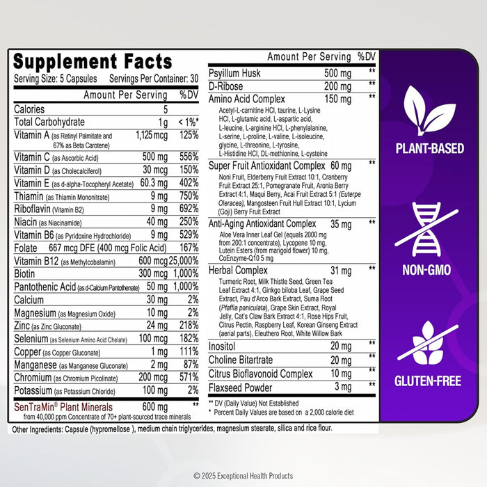 Immuno 150, Immune Support Supplement, Packed with 70 Plant Minerals, 13 Essential Vitamins and 68 Additional Nutrients-150 Vegetable Capsules- Immune Boost for All Age Groups