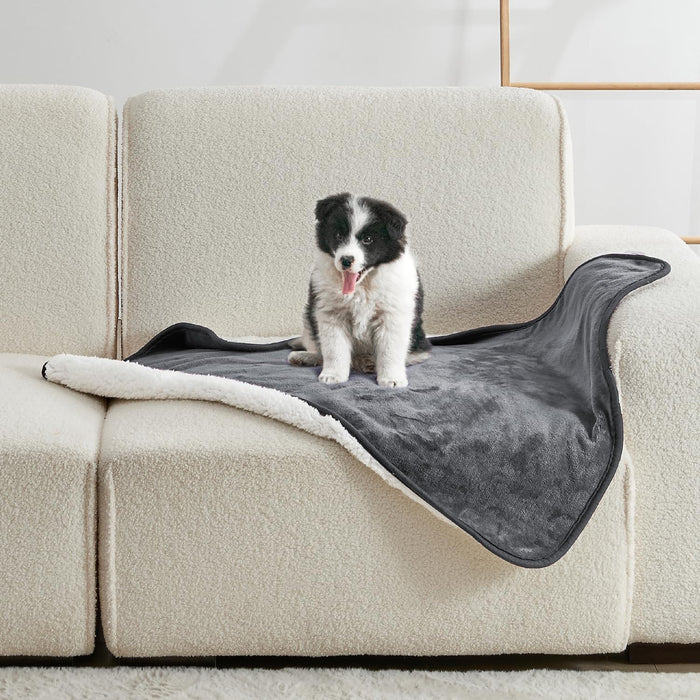 Waterproof Blanket for Bed Couch Sofa, Soft Liquid Pee Proof Pet Blanket for Dog Puppy Cat, Reversible Sherpa Fleece Furniture Protector (Dark Purple, 50x60 inches)