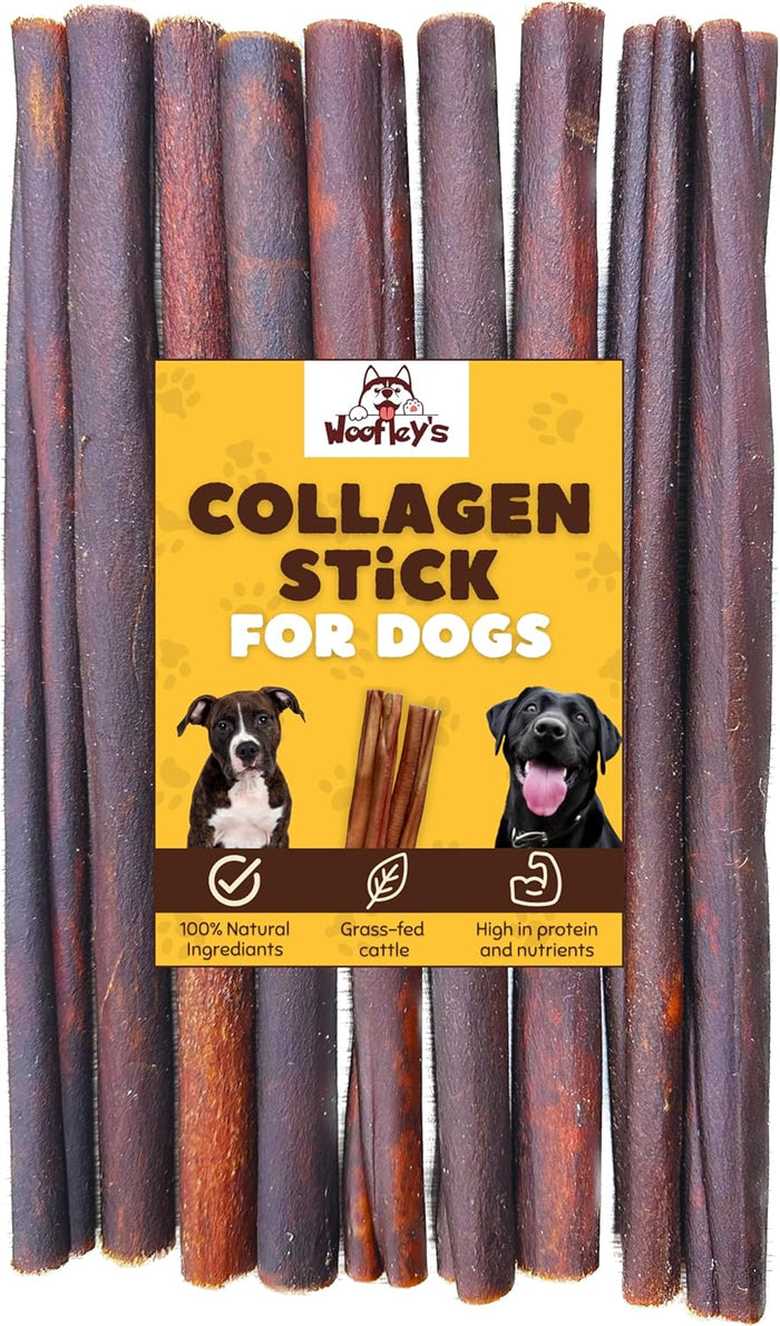 Woofley's 6 Inch Collagen Sticks for Dogs (10 Count) Bully Stick Rawhide Alternative Dog Chews No Hide Bones for Medium & Large Dogs