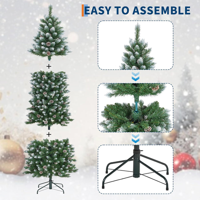 GAOMON Pencil Christmas Tree,6FT Artificial Pre-Lit Christmas Tree, Xmas Tree with Metal Stand, Artificial Tree for Home Party Office Holiday Decoration