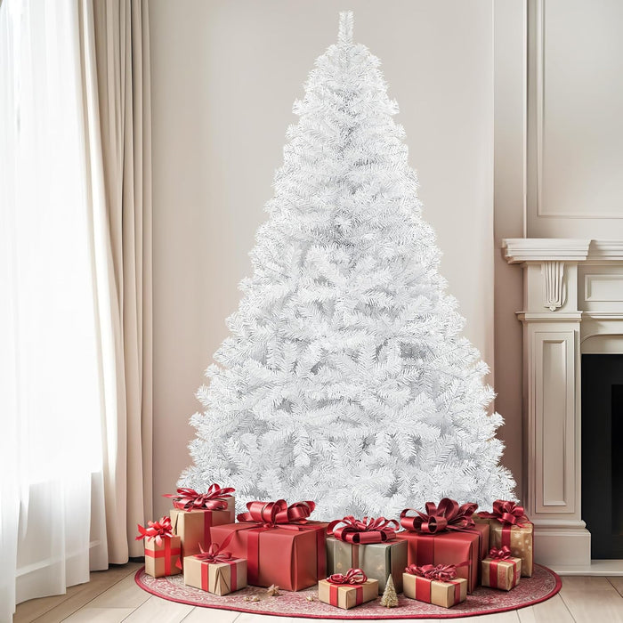 DWVO Unlit Full Artificial Christmas Tree 7.5ft, Green Realistic Fake Spruce Christmas Xmas Tree with 880 Branch Tips and Foldable Stand Easy Assembly Seasonal Holiday for Home Office Party Decoration