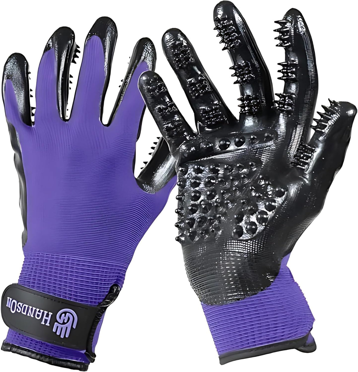 H HANDSON Pet Grooming Gloves - Patented #1 Ranked, Award Winning Shedding, Bathing, & Hair Remover Gloves - Gentle Brush for Cats, Dogs, and Horses (Grey, Small)