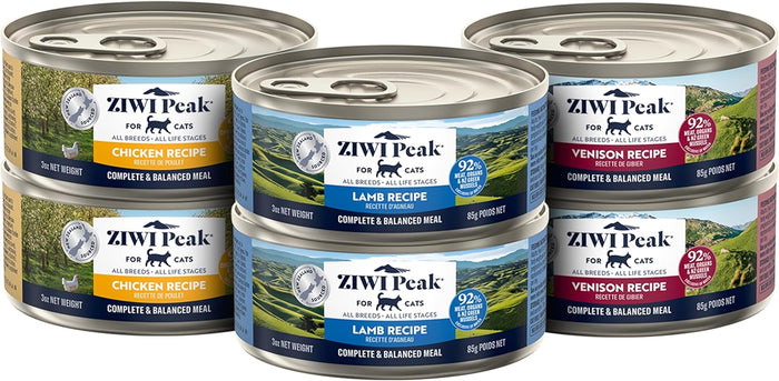 ZIWI Peak Wet Cat Food Variety Pack - Beef, Chicken, Lamb, Mackerel & Lamb, Mackerel, Venison, 6 Pack (3oz Each)