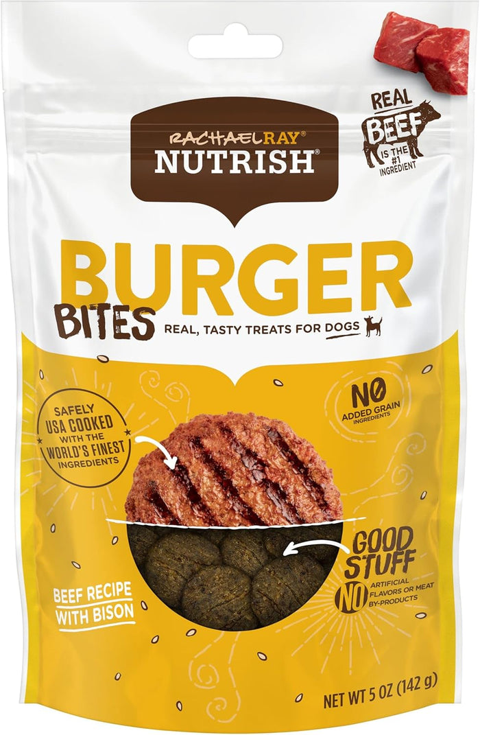 Nutrish Burger Bites Beef Recipe with Bison Premium Dog Treats, 12 oz. Pouch, Packaging May Vary (Rachael Ray)