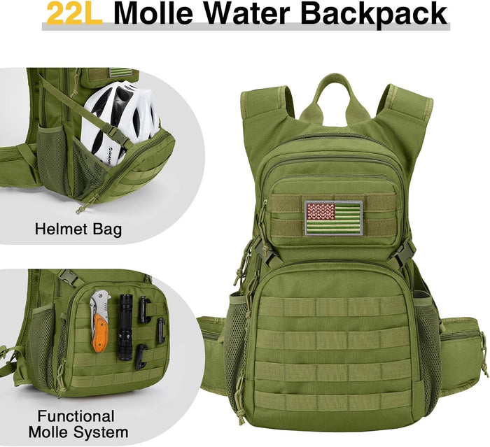 CVLIFE Tactical Hydration Backpack 3L, Lightweight Water Bag Hydration Pack, Hiking Backpack with Water Bladder for Men Women, Heavy Duty Molle Water Backpack for Cycling, Running, Hunting Green