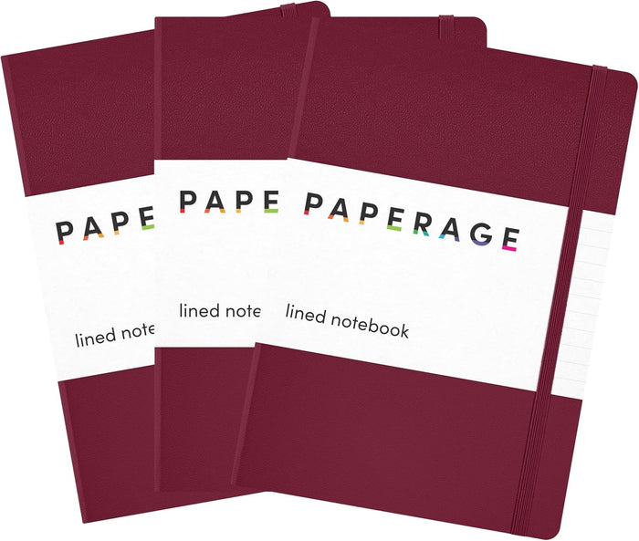 PAPERAGE Lined Journal Notebook, 10 Pack, (Bright Rainbow), 160 Pages, Medium 5.6 in x 8 in - 100 GSM Thick Paper – Hardcover Journaling Notebook for Work, School & Note Taking