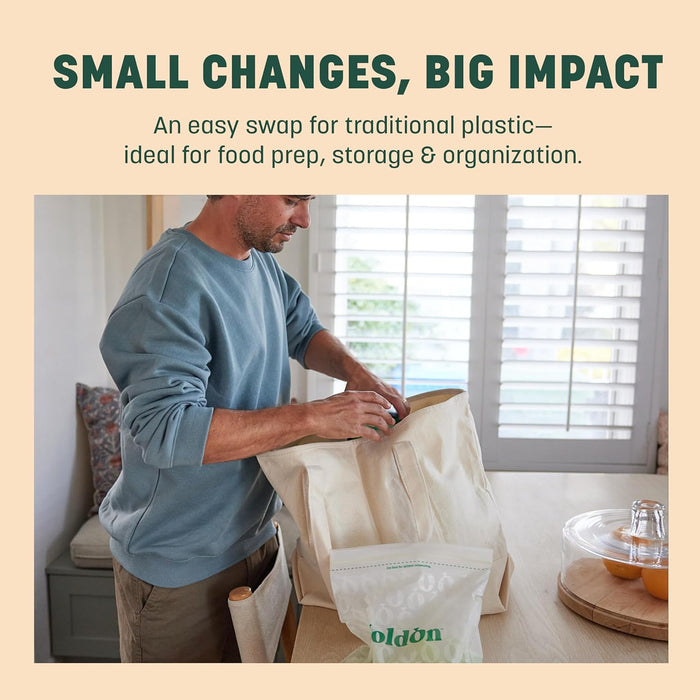 HoldOn HoldOn Zipseal Gallon Bags - Compostable, PFOA-Free, BPA-Free, Food-Safe Zip Seal Food Storage Bags/Freezer-Safe Gallon Bags With Secure Seal for Home & Travel (2-pack, 50 bags total)