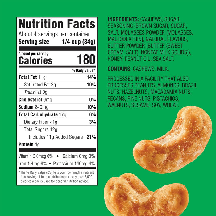 Emerald Salted Caramel Apple Cashews (1-Pack) | 5oz Resealable Bag | Kosher Dairy Certified, Non-GMO, Contains No Artificial Preservatives, Flavors or Synthetic Colors