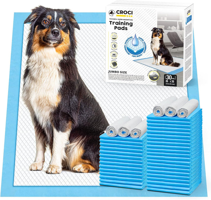 CROCI Wee Wee Pads for Dogs - 28x34in Extra Large Puppy Dog Pads with Adhesive Tabs, Super Absorbent Up to 6 Cups, Disposable (40 Counts)