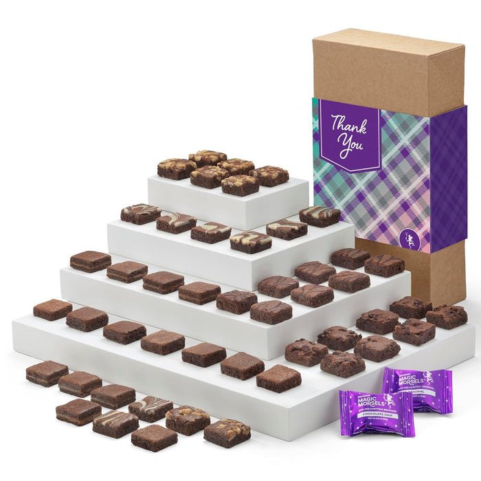 Fairytale Brownies Thank You Magic Morsel 24 Individually Wrapped Gourmet Chocolate Food Gift Basket - 1.5 Inch x 1.5 Inch Bite-Size Brownies - 24 Pieces - Item CY424