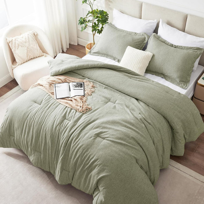 CozyLux Full Size Comforter Set - 3 Pieces Blue Soft Luxury Cationic Dyeing Bedding Comforter for All Season, Breathable Lightweight Fluffy Bed Set with 1 Comforter and 2 Pillow Shams