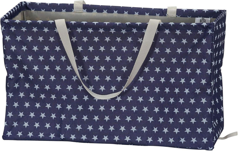 Household Essentials Canvas Utility Tote with Handles, Rectangular Krush Container Tote, Water-Resistant Vinyl Lining, Large Capacity, Durable and Versatile, Chevron Pattern