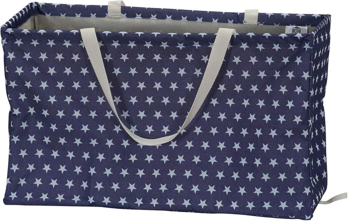 Household Essentials Canvas Utility Tote with Handles, Rectangular Krush Container Tote, Water-Resistant Vinyl Lining, Large Capacity, Durable and Versatile, Chevron Pattern