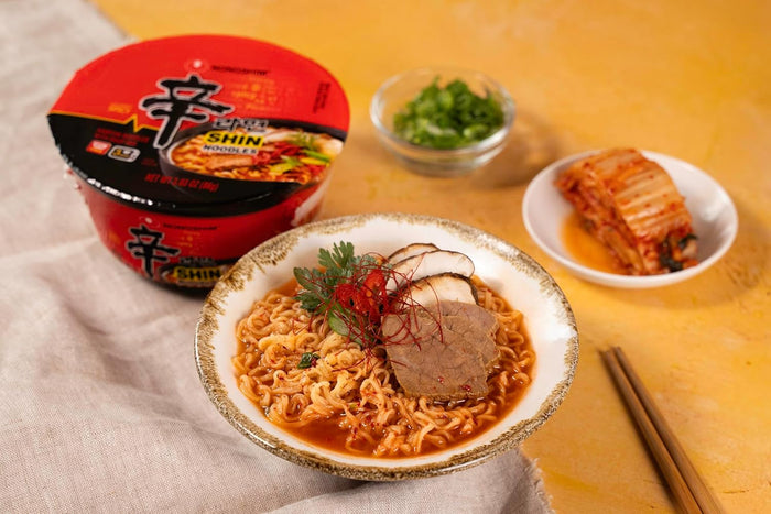 Nongshim Ramen Noodles, Gourmet Instant Ramen bowl, Premium Microwavable Noodle Soup, Spicy Shin, 3.03 Ounce (Pack of 12)