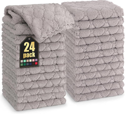 Homaxy 24 Pack Kitchen Dish Cloths (10 x 10 Inches, Grey), Super Soft and Absorbent Coral Velvet Dish Towels, Nonstick Oil Fast Drying Microfiber Cleaning Cloth, No Lint Household Dishcloths
