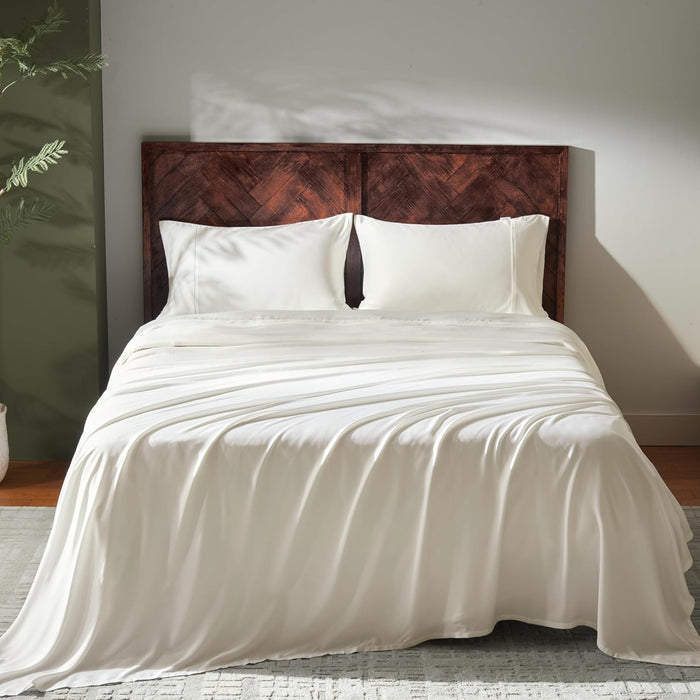 GOKOTTA 4-Pcs King Size Sheets Set, 100% Rayon Derived from Bamboo, 16 Inch Deep Pocket King Sheets with Elastic Corner Straps, Cooling Sheets for Hot Sleepers - Silky Soft & Breathable - Stone Grey