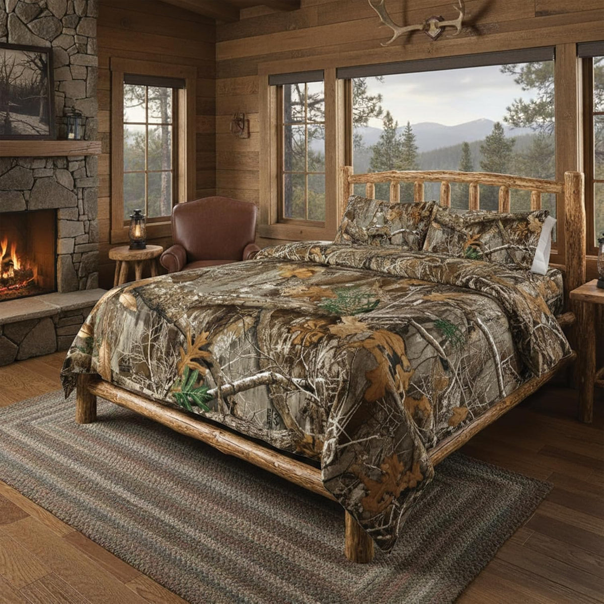 Northwest Realtree 5-Piece Full Size Bed in a Bag Set, 1 Comforter, 1 Fitted Sheet, 1 Flat Sheet, 2 Pillowcases, All Seasons Bedding, APX Camo