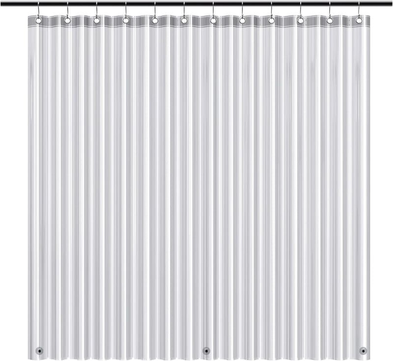 EHZNZIE Clear Shower Curtain Liner Light Weight PEVA, Shower Liner 72x72 Inches, Waterproof, No Chemical Smell with 12 Rust Proof Metal Grommets Holes for Bathroom Shower Curtain