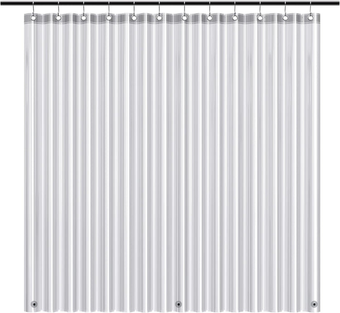 EHZNZIE Clear Shower Curtain Liner Light Weight PEVA, Shower Liner 72x72 Inches, Waterproof, No Chemical Smell with 12 Rust Proof Metal Grommets Holes for Bathroom Shower Curtain