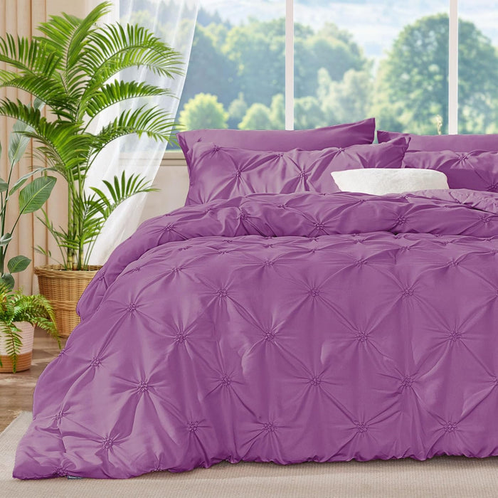 BEDELITE Pink Twin Comforter Set - 2 Peices Boho Pintuck Bedding Comforter Sets, Lightweight Soft & Warm Twin Bedding Sets with 1 Pillowcase for All Season
