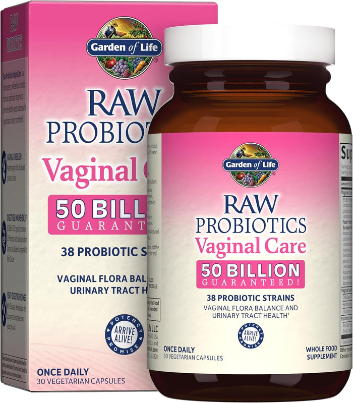 Garden of Life Raw Probiotics for Women's Vaginal Care with Acidophilus, Shelf Stable Probiotic Promotes Yeast Balance, Vaginal, Urinary Tract Health, 30 Vegetarian Capsules