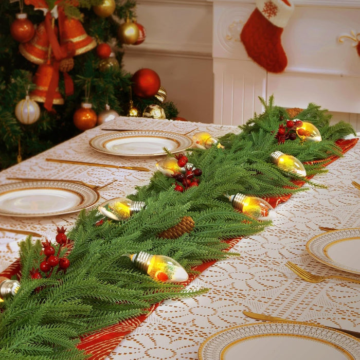 Christmas Garland for Mantle, Norfolk Pine Garland Artificial Greenery Garlands for Table, Wall, Mantle, Indoor, Outdoor Christmas Decorations(1 PCS, 6 FT)