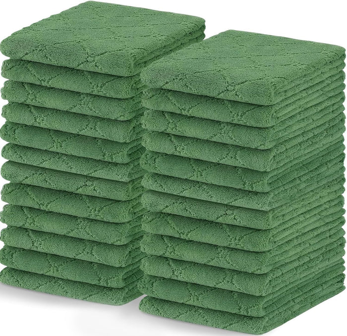 Homaxy 24 Pack Kitchen Dish Cloths (10 x 10 Inches, Grey), Super Soft and Absorbent Coral Velvet Dish Towels, Nonstick Oil Fast Drying Microfiber Cleaning Cloth, No Lint Household Dishcloths