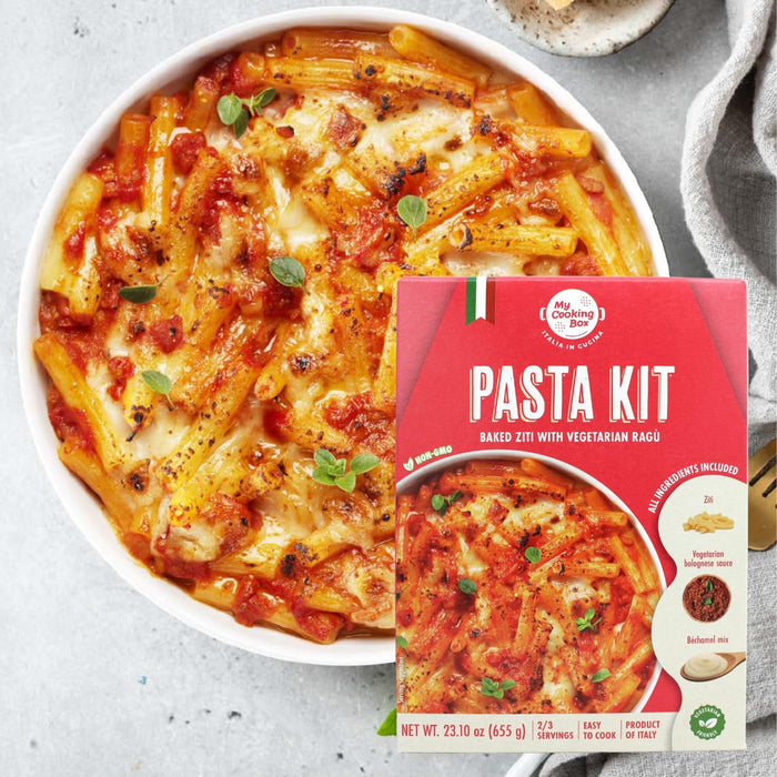 My Cooking Box Pasta Meal Kit, Baked Ziti Pasta Kit, Gourmet Dinner Kit Recipe, Product of Italy, Pre-portioned Ingredients in one Box, 2/3 Servings, Cooking Box, Family Meal